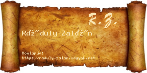 Ráduly Zalán névjegykártya